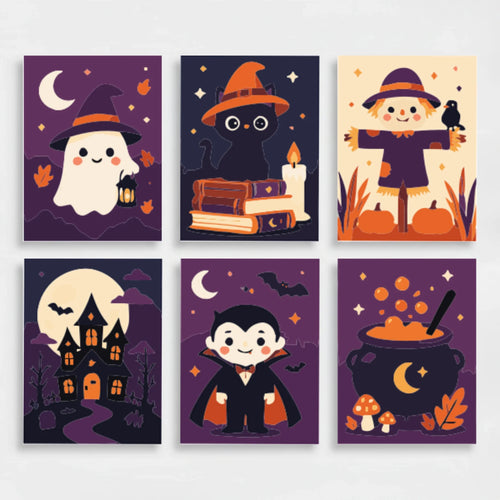 Cute Halloween Characters Collection - Mini Paint by Numbers Set