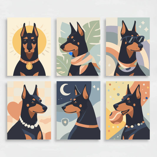 Dobermans - Mini Paint by Numbers Set