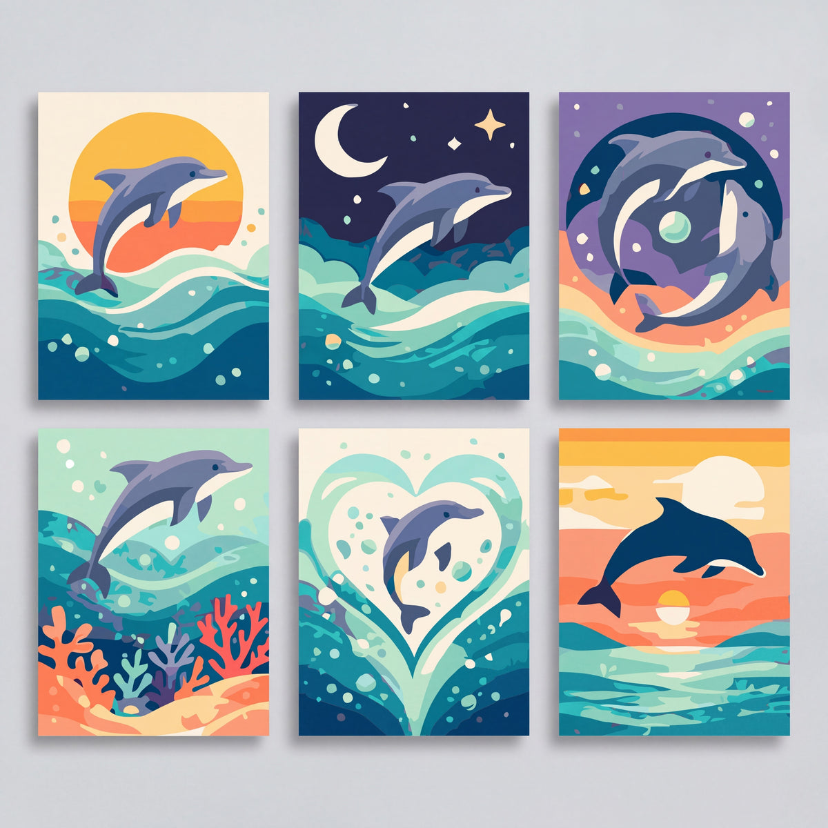Dolphins - Mini Paint by Numbers Set