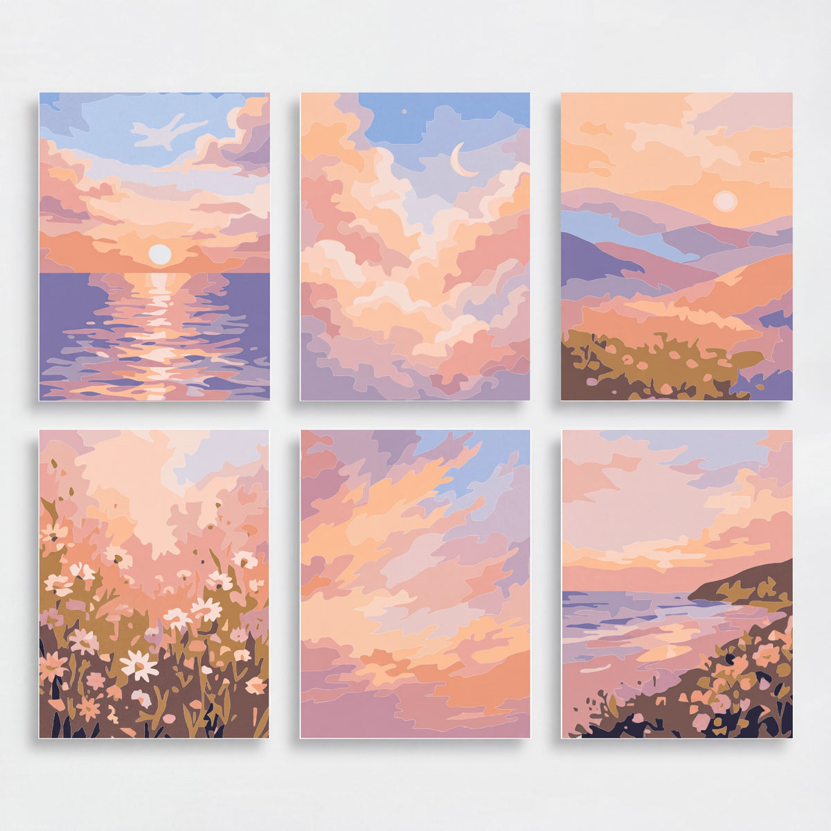 Dreamy Sunset Skies - Mini Paint by Numbers Set