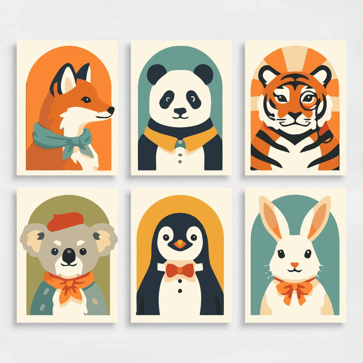 Dressed Animals Portrait - Mini Paint by Numbers Set