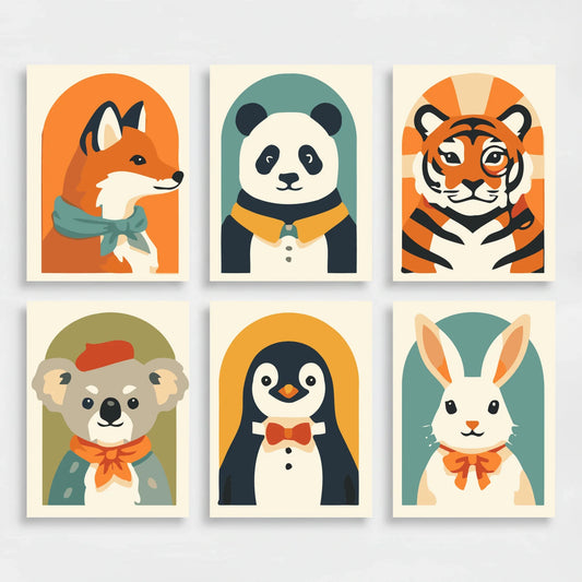Dressed Animals Portrait - Mini Paint by Numbers Set