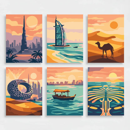Dubai Landmarks - Mini Paint by Numbers Set
