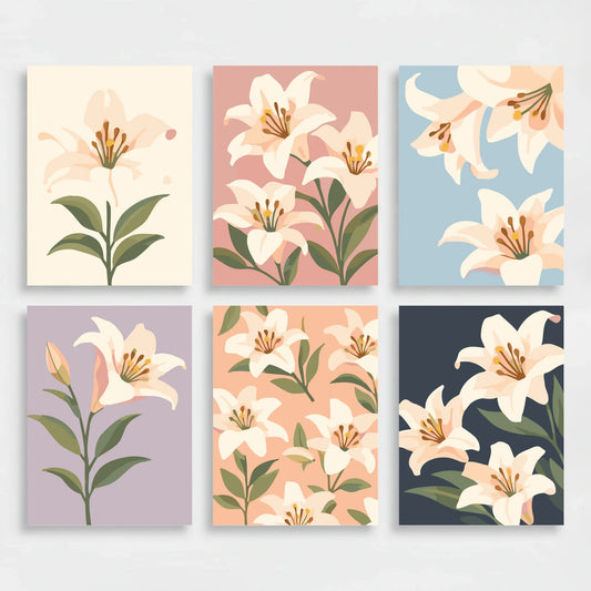 Elegant White Lilies - Mini Paint by Numbers Set