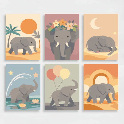Elephants - Mini Paint by Numbers Set