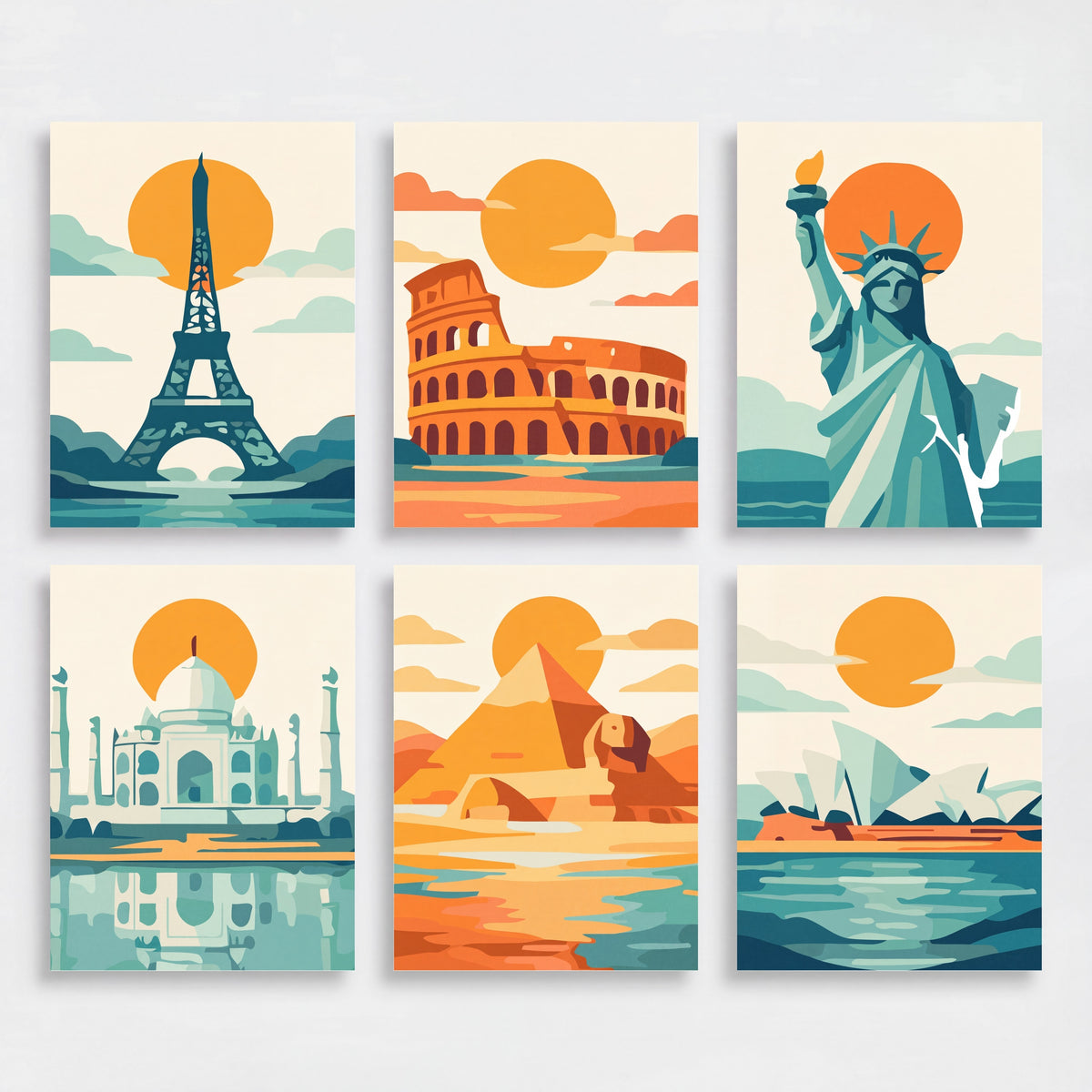 Famous Landmarks - Mini Paint by Numbers Set