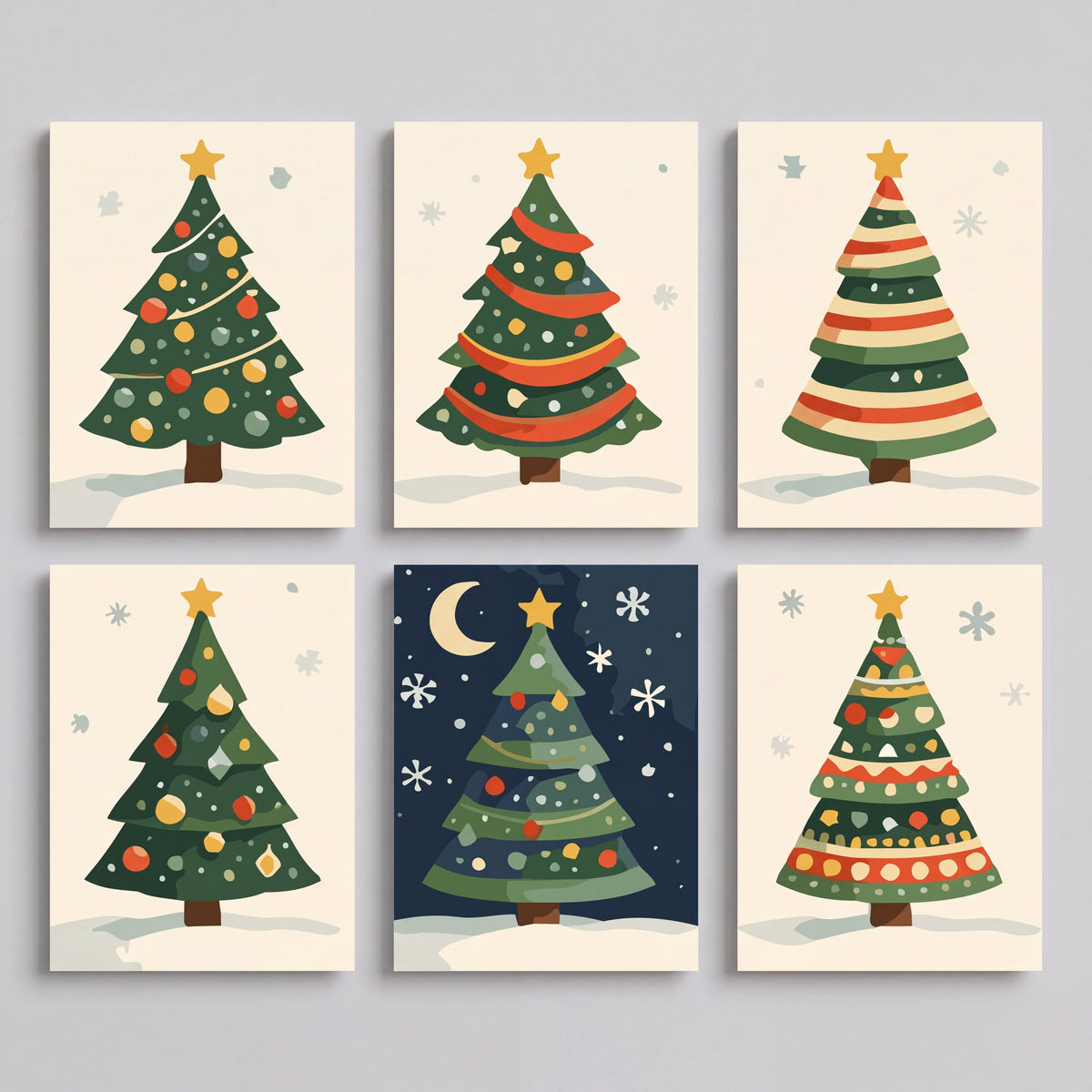 Festive Holiday Fir Trees - Mini Paint by Numbers Set