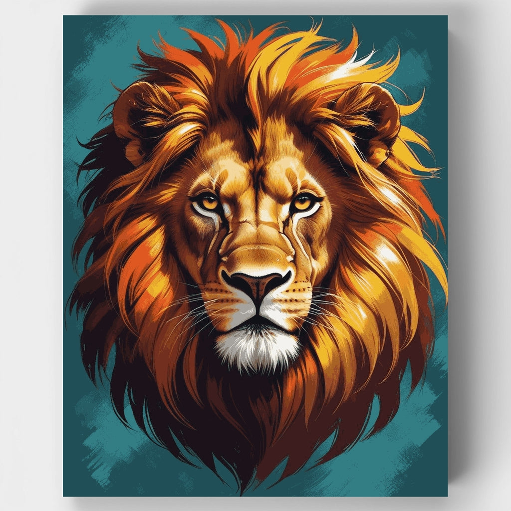 Retrato de león de melena ardiente - Kit de pintura por números — Estándar