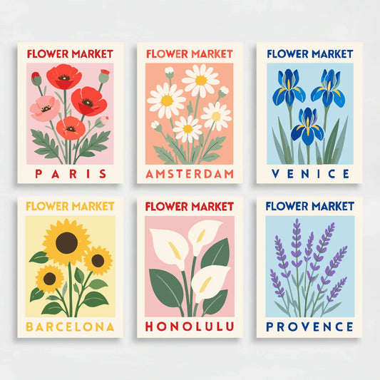 Flower Market Cities - Mini Paint by Numbers Set
