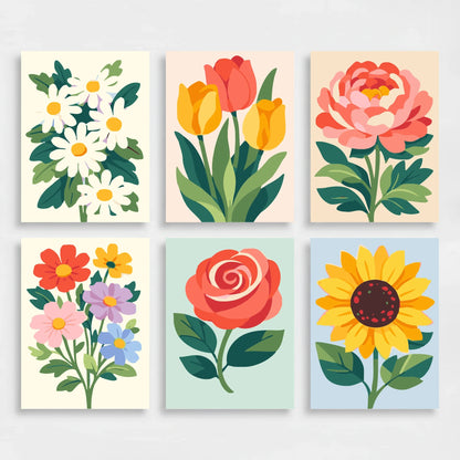 Flowers - Mini Paint by Numbers Set
