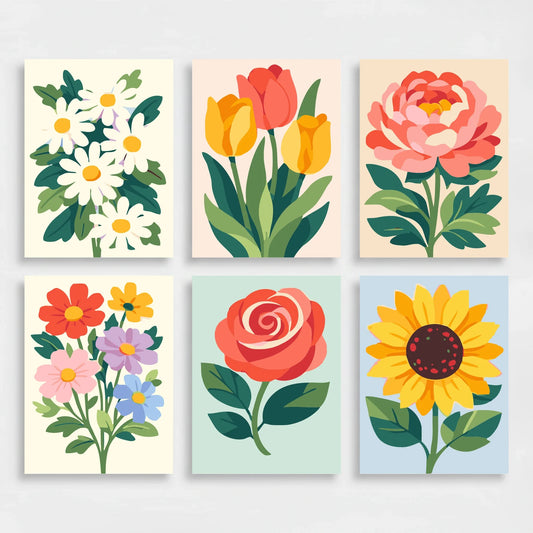 Flowers - Mini Paint by Numbers Set