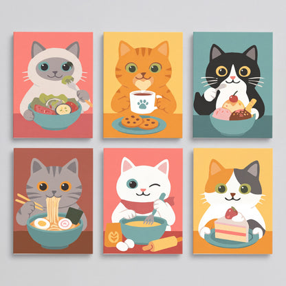 Foodie Cats - Mini Paint by Numbers Set