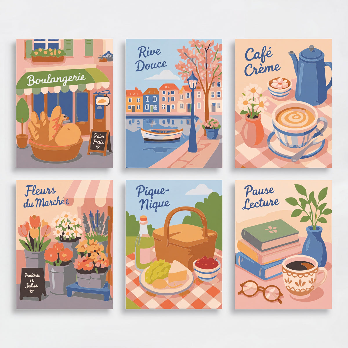 French Café Charm - Mini Paint by Numbers Set