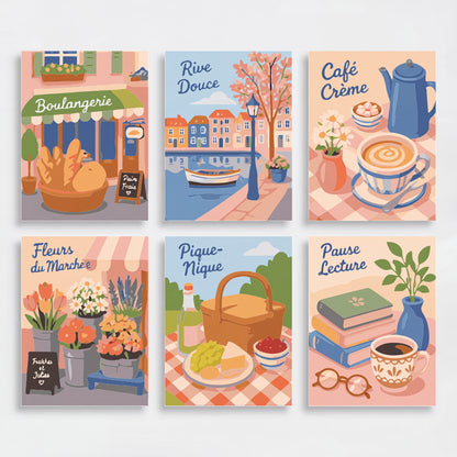 French Café Charm - Mini Paint by Numbers Set
