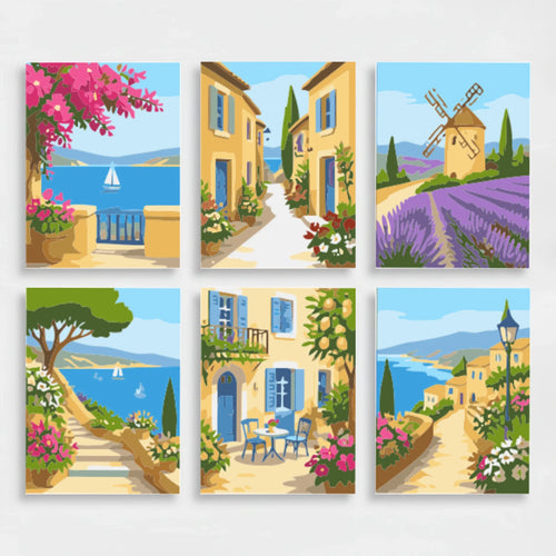 French Riviera Village - Mini Paint by Numbers Set