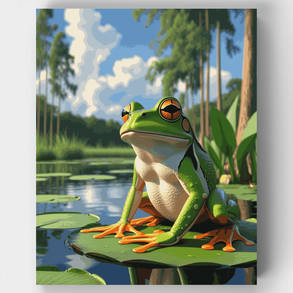 Rana en una hoja de loto - Kit de pintura por números — Estándar