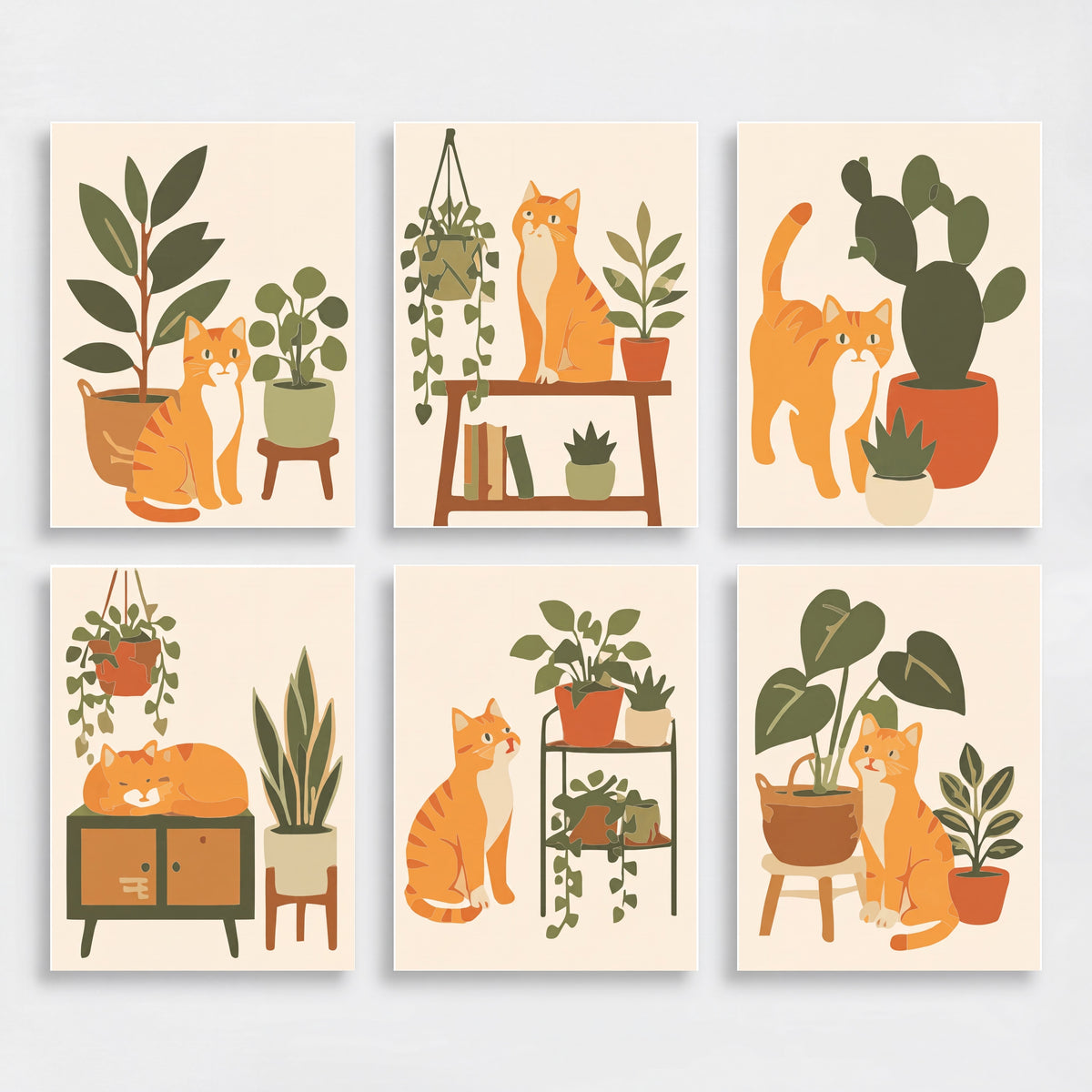 Ginger Cat & Houseplants - Mini Paint by Numbers Set