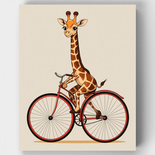 Giraffe Riding a Bicycle - Paint by Numbers Kit
