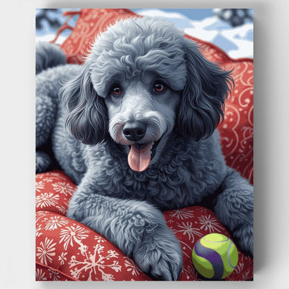 Gray Poodle with Tennis Ball - Paint by Numbers Kit