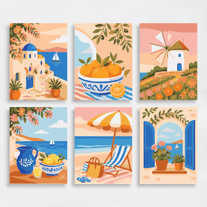 Greek Island Escape - Mini Paint by Numbers Set