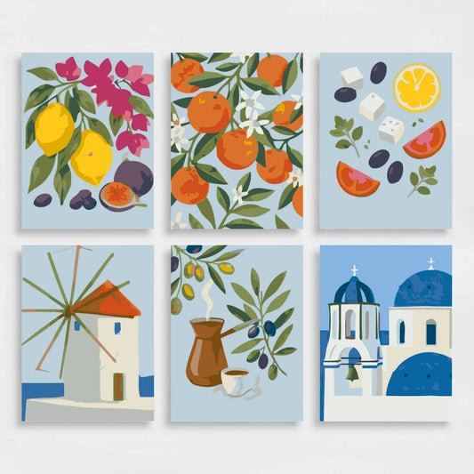 Greek Mediterranean Charm - Mini Paint by Numbers Set