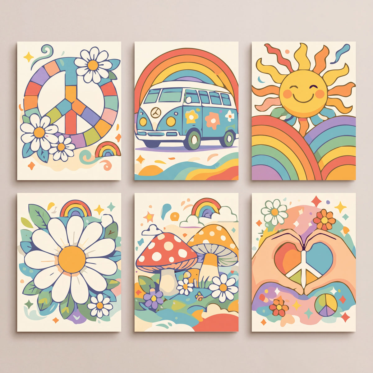 Groovy Peace and Sunshine - Mini Paint by Numbers Set