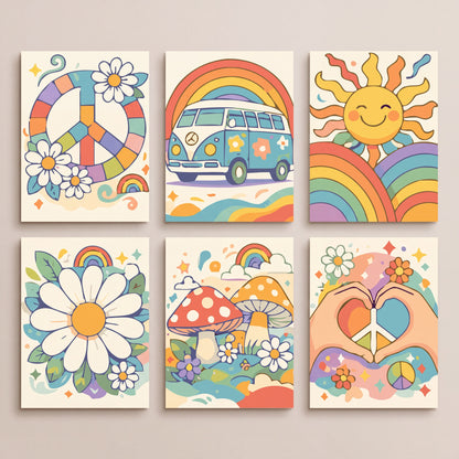 Groovy Peace and Sunshine - Mini Paint by Numbers Set