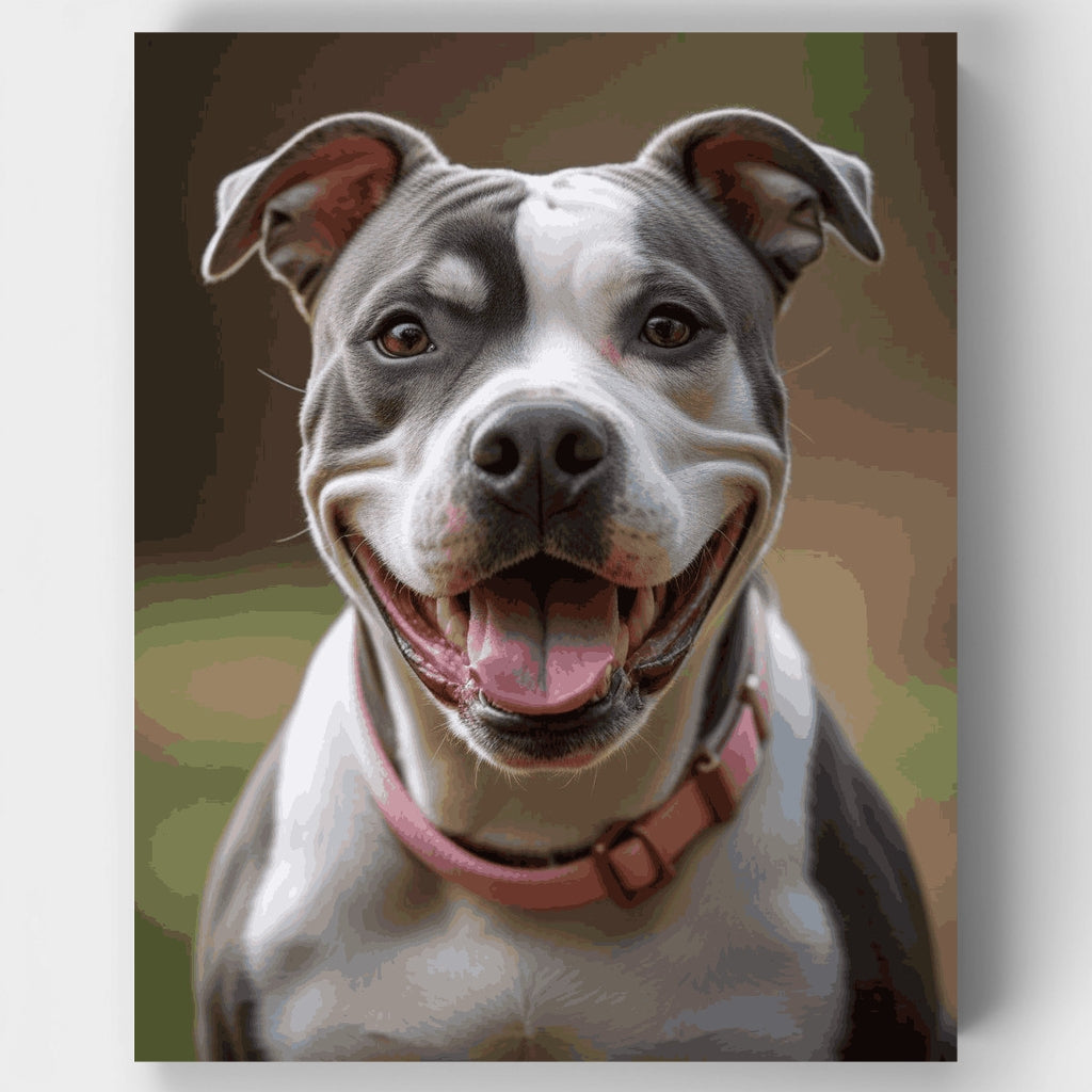 Retrato de pitbull feliz - Kit de pintura por números — Estándar