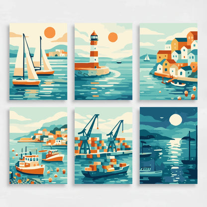 Harbors - Mini Paint by Numbers Set
