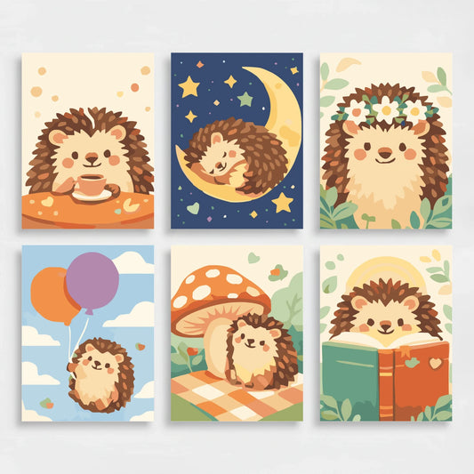Hedgehogs - Mini Paint by Numbers Set