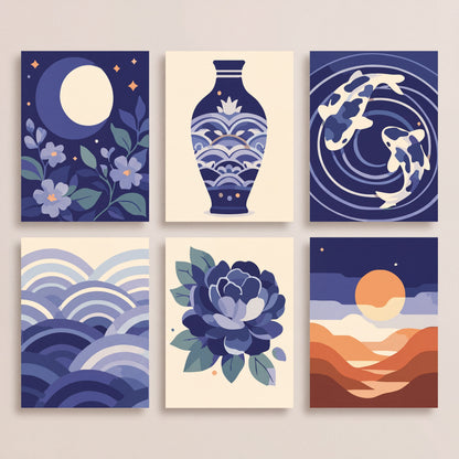 Indigo Serenity - Mini Paint by Numbers Set