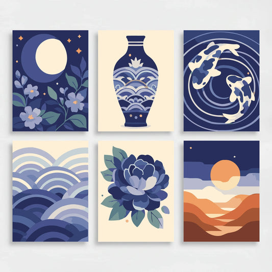Indigo Serenity - Mini Paint by Numbers Set