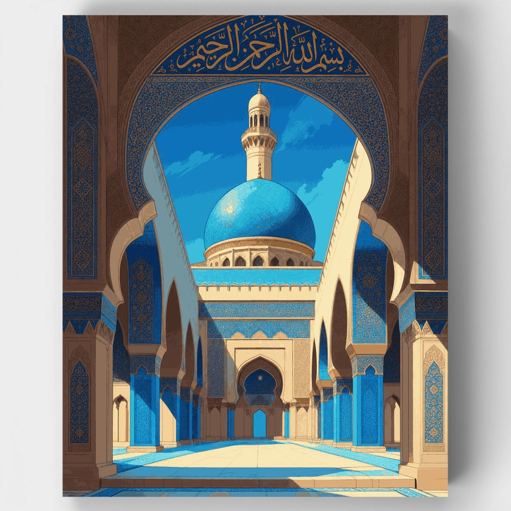 Mezquita islámica con cúpula azul - Kit de pintura por números — Estándar