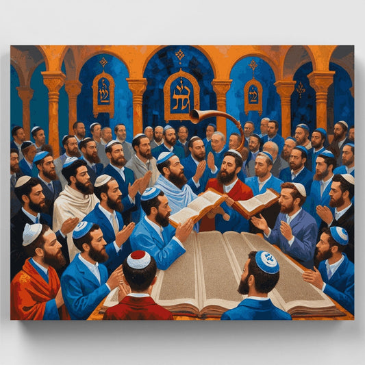 Jewish Synagogue Prayer Service - Paint by Numbers Kit