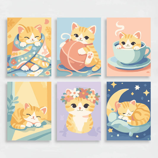 Kawaii Kittens - Mini Paint by Numbers Set