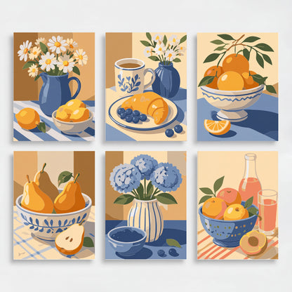 Kitchen Still Life Blooms & Fruit - Mini Paint by Numbers Set