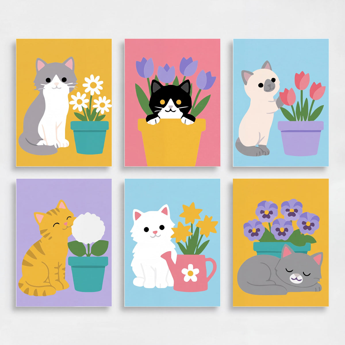 Kittens & Flower Pots - Mini Paint by Numbers Set