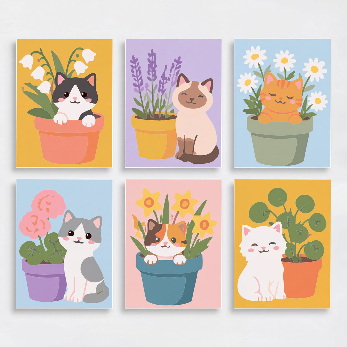 Kittens in Flower Pots - Mini Paint by Numbers Set