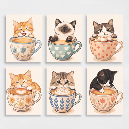 Kittens in Teacups - Mini Paint by Numbers Set