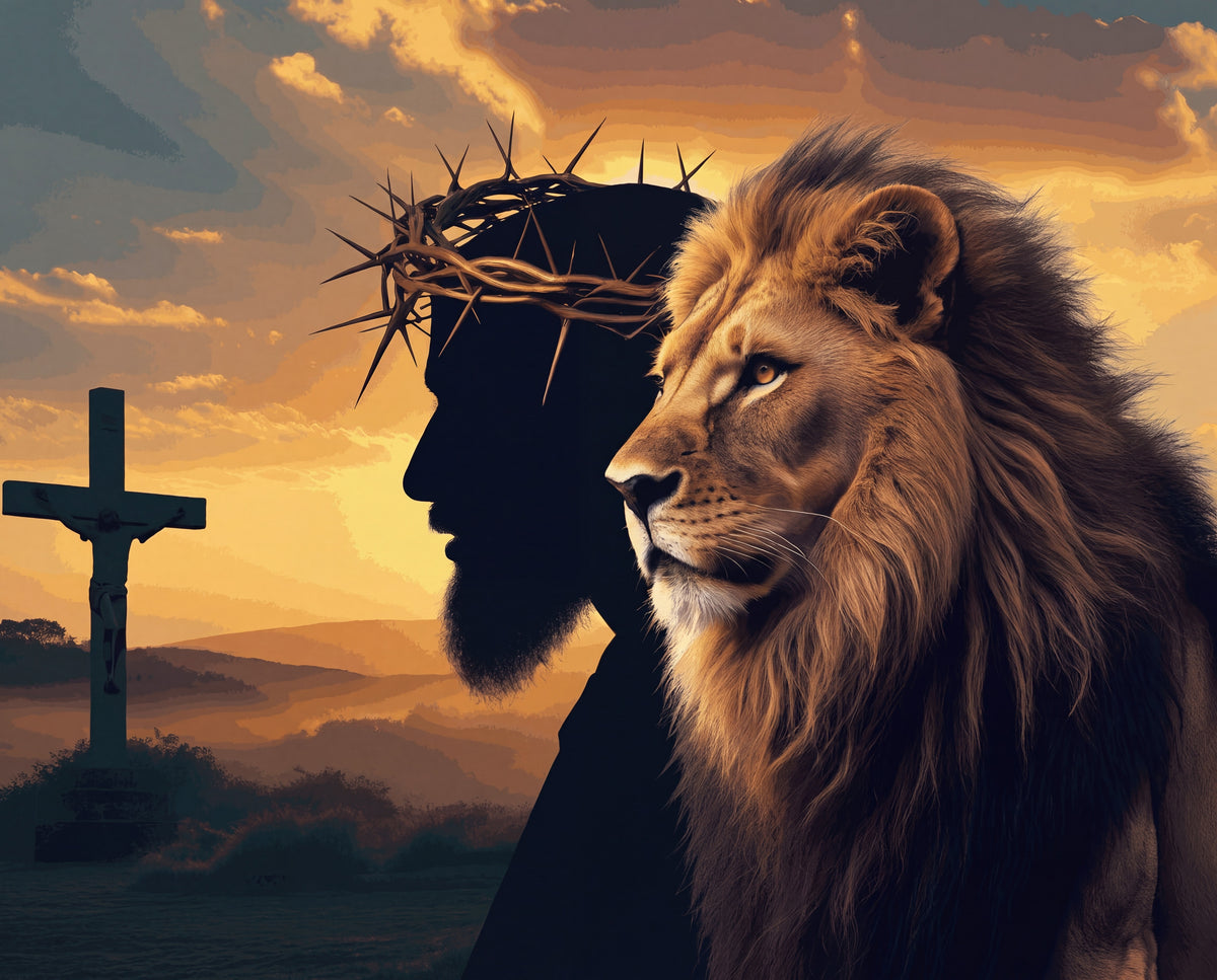 Lion and Cross Silhouette - Diseño completo (HD)
