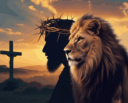 Lion and Cross Silhouette - Diseño completo (HD)