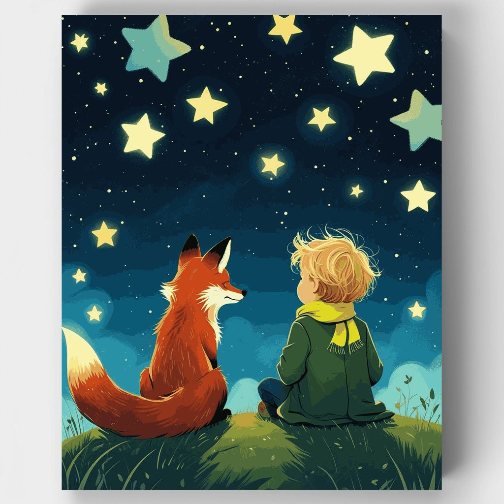 El Principito y el zorro bajo las estrellas - Kit de pintura por números — Estándar
