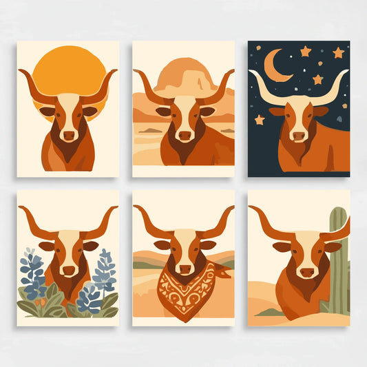 Longhorns - Mini Paint by Numbers Set