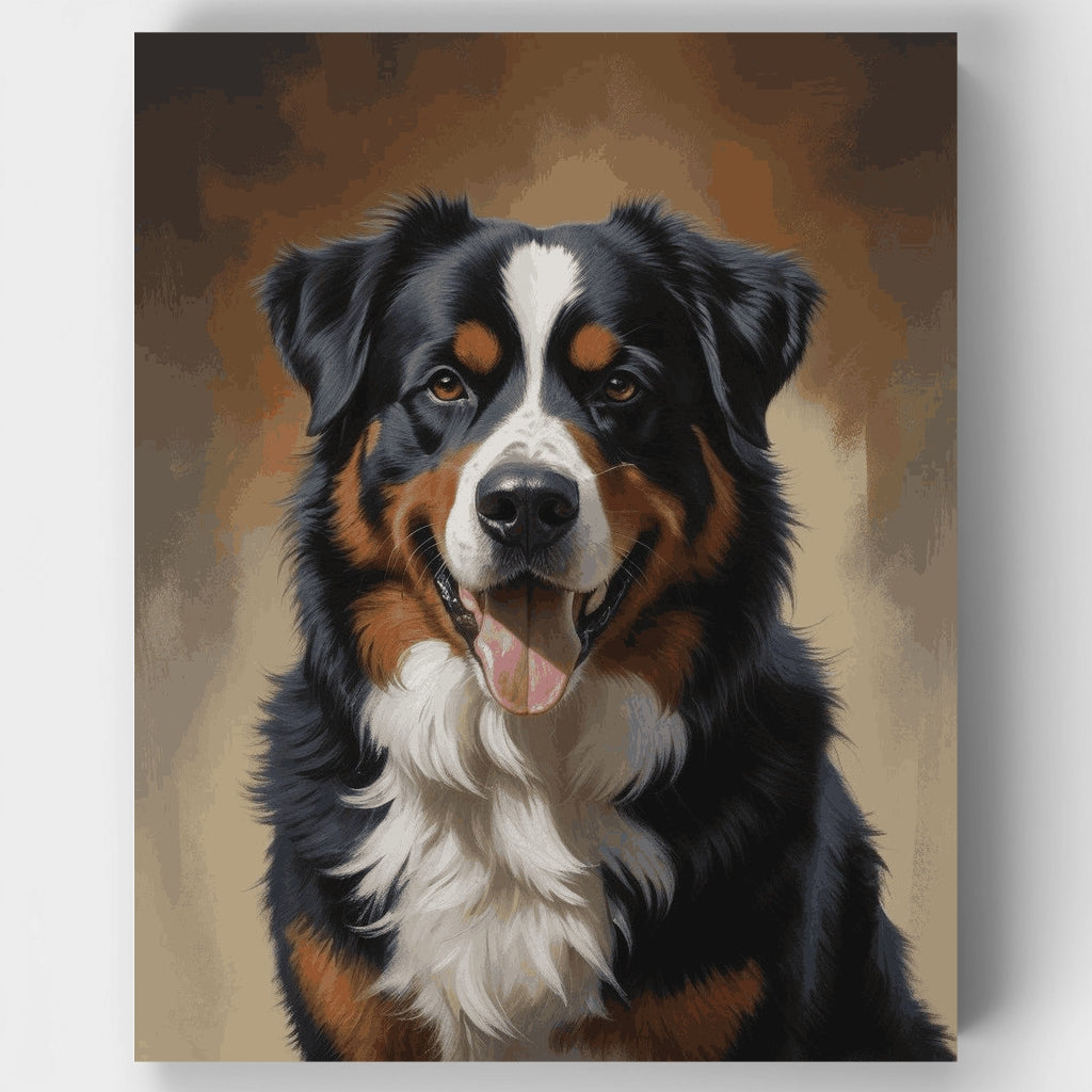 Majestuoso Boyero de Berna con cálidos ojos color ámbar - Kit de pintura por números — Estándar