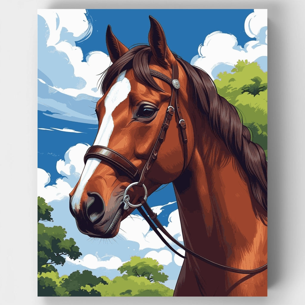 Kit de pintura por números - Caballo castaño majestuoso — Estándar