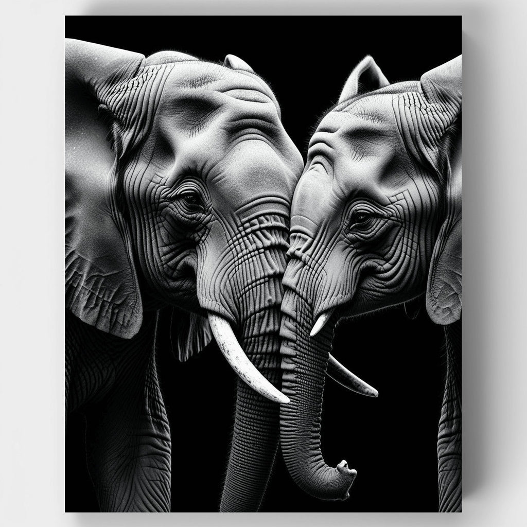 Majestic Elephants in Black and White - Paint by Numbers Kit