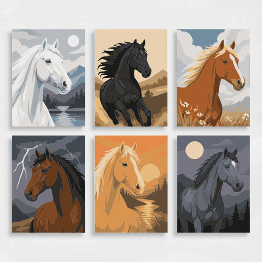 Majestic Horse Portraits Collection - Mini Paint by Numbers Set