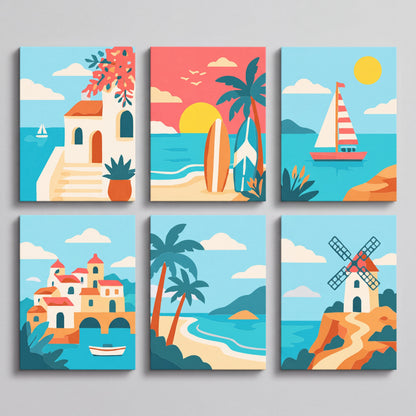 Mediterranean Coastal Escape - Mini Paint by Numbers Set