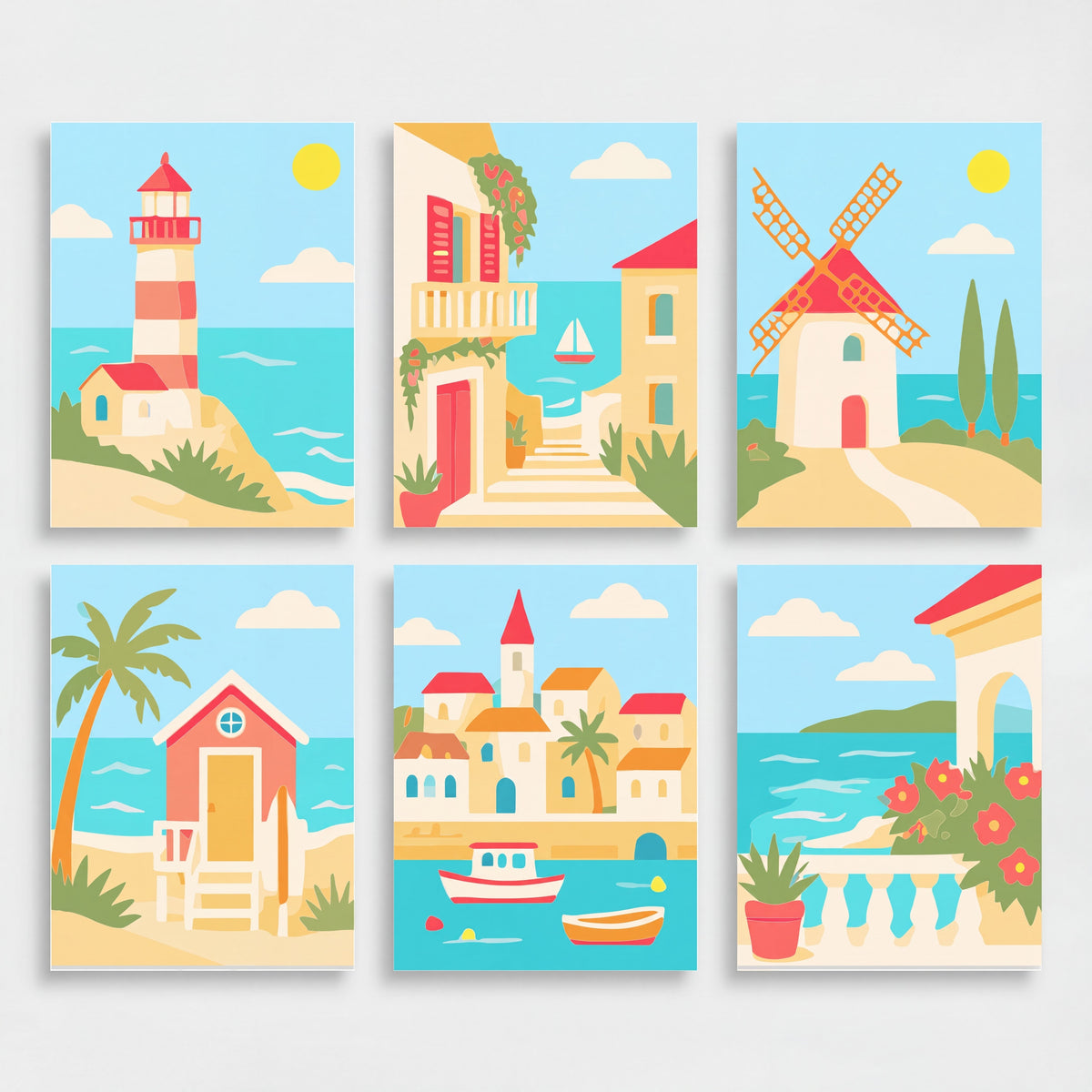 Mediterranean Coastal Village - Mini Paint by Numbers Set