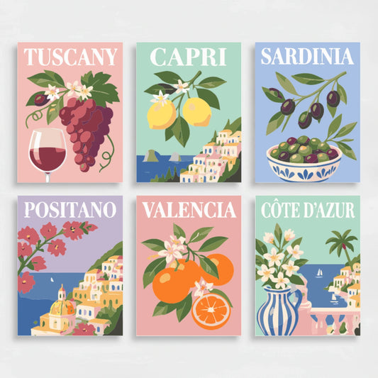 Mediterranean Travel Destinations - Mini Paint by Numbers Set